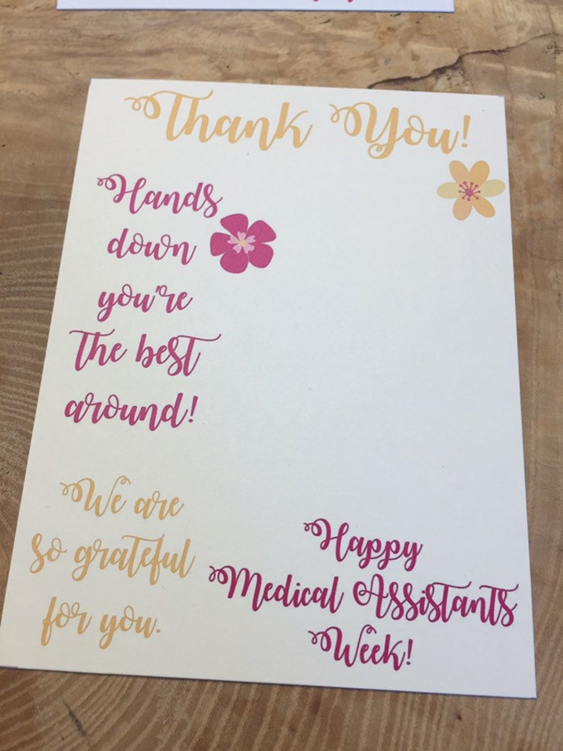 Medical Assistants Week appreciation thank you cards for Etsy
