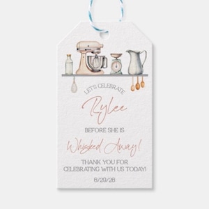 Bientôt emporté !  Merci d'avoir célébré avec nous aujourd'hui !  Étiquettes cadeaux personnalisées pour douche nuptiale, fouet, ustensiles de cuisine, mixeur