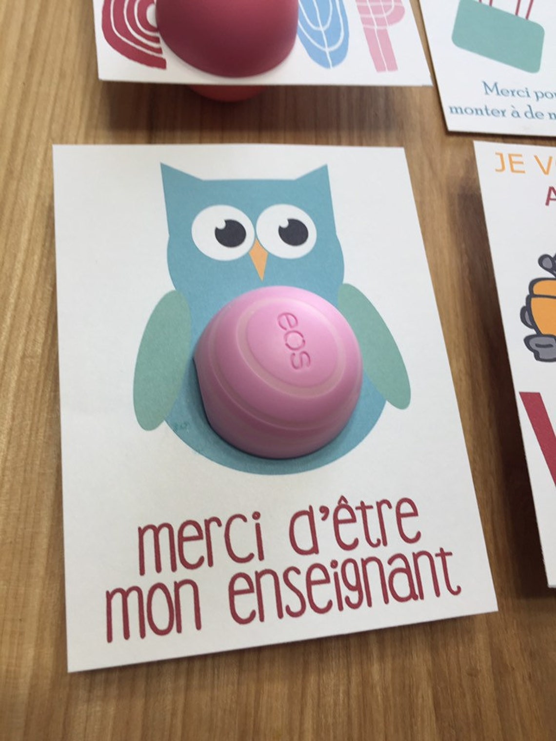 French Teacher Appreciation Thank You Cards for EOS Lip Balm Etsy