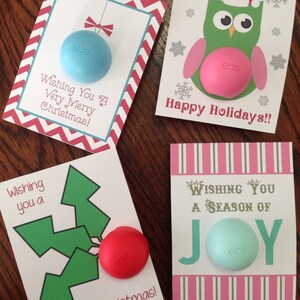 Holiday, Christmas Cards/gift Tags for EOS Lip Balm, Printable, Instant ...