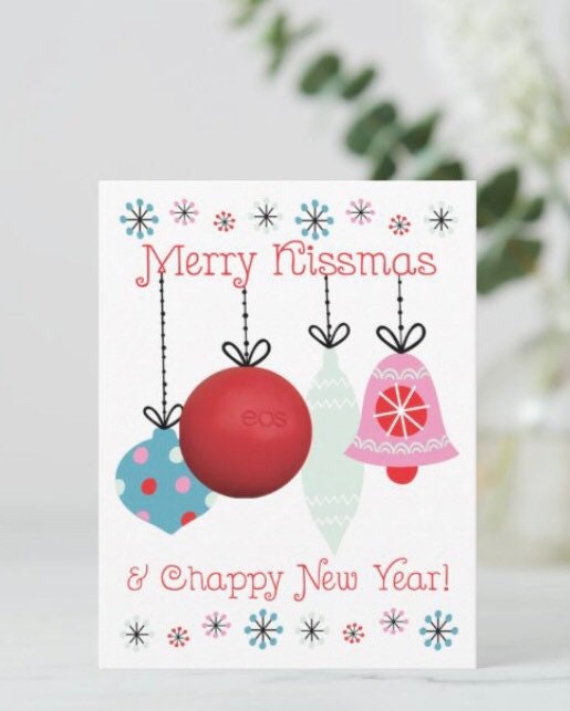 Merry Kissmas &amp; Chappy New Year Printable Cards for EOS Lip | Etsy