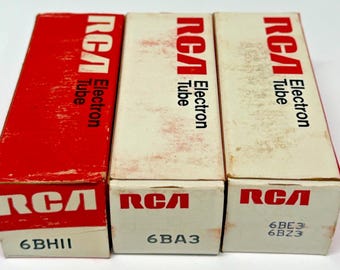 Vintage Lot of 3 Rca Electron Vacuum Tubes Nos 6bh11 6ba3 6be3 6bz3 TV Repair