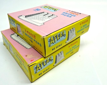 Lote vintage de 2 pilares de puente Atlas #81 de 3" nuevos - 3 pilares - Escala HO NIB