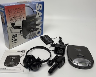 Vintage Sanyo Portable CD Player Compact Disc Anti Shock Cdp-650 Works!
