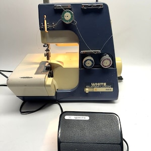VINTAGE White Super Lock Model X 523 Serger Sewing Machine With Pedal 523W-4