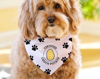 Couch Potato Dog Bandana Collar | Funny Pet Accessory