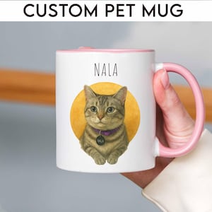 Benutzerdefinierte Katzenbecher, personalisierte Katzenporträt-Tasse, Katzenliebhaber Geschenk, Haustier-Gedenktasse, Aquarell-Katzenkunst, Katzenname-Kaffeetasse