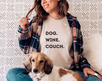 Dog Mom T-Shirt: Wine Lover Gift, Funny Dog Mama Shirt