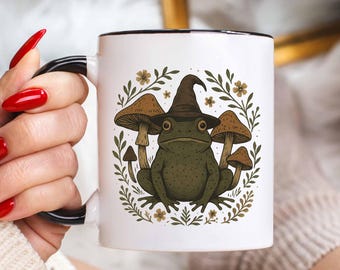 Cottagecore Frog Mug: Witchy Botanical Toad Cup