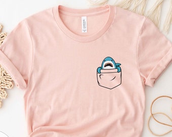 Shark Pocket Shirt, Cute Shark Shirt, Little Shark T-Shirt, Shark Crewneck, Cute Shark Shirt for Gift, Funny Shark Shirt, Pocket Shirt