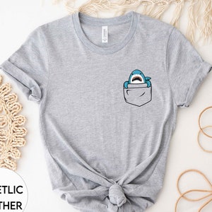 Shark Pocket Shirt, Cute Shark Shirt, Little Shark T-Shirt, Shark Crewneck, Cute Shark Shirt for Gift, Funny Shark Shirt, Pocket Shirt