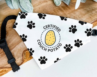 Couch Potato Dog Bandana Collar: Funny Pet Accessory