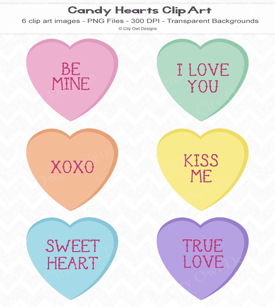 Candy Hearts Clip Art Digital Scrapbooking Instant Download Etsy