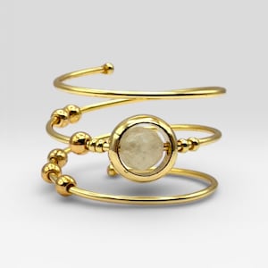 Moonstone Fidget Ring -  Anxiety Ring - Stackable Minimalist Spinner - Stim Jewelry