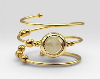 Maansteen Fidget Ring - Angstring - Stapelbaar Minimalist Spinner - Stim Jewelry