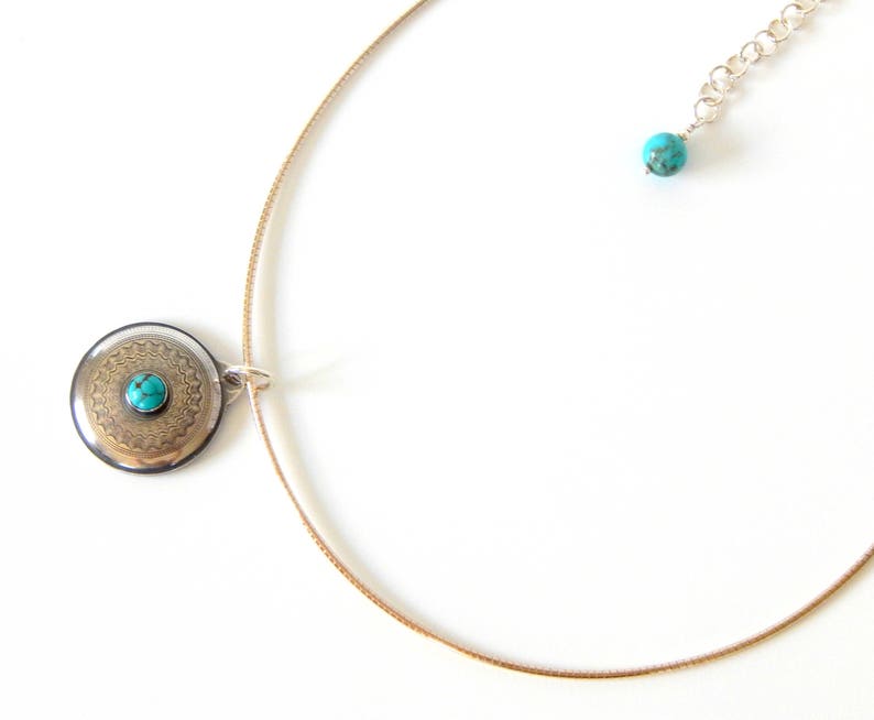 Turquoise Necklace Boho Necklace Natural Gemstones Sterling Silver Layering Necklace Turquoise Jewelry Boho Jewelry Gift For Her