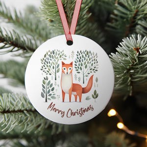 Personalized Scandinavian Fox Christmas Ornament: Custom Message