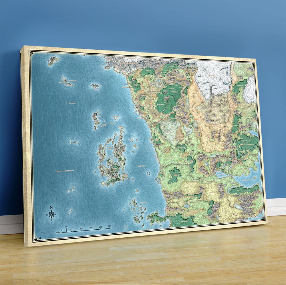 Explore the Forgotten Realms Fearun Map Art Canvas Picture Decor - Etsy