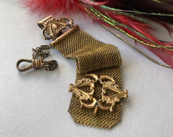 Antique Victorian Edwardian Pocket Watch Mesh Chain Fob - Mens Jewelry Accessory - Read Item Details
