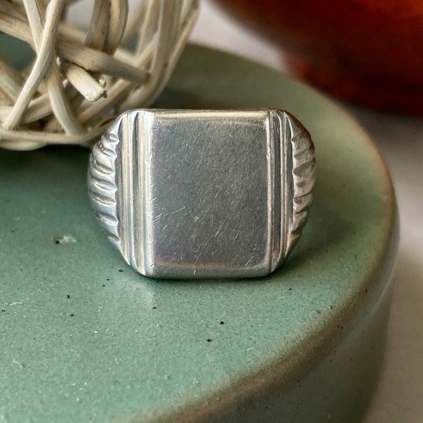 Antique Vintage Silver Signet Ring Band - Read Description for More Details