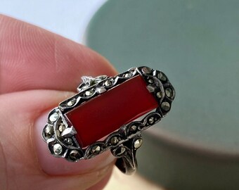 Vintage Sterling Silver Art Deco Marcasite Ring - Etsy