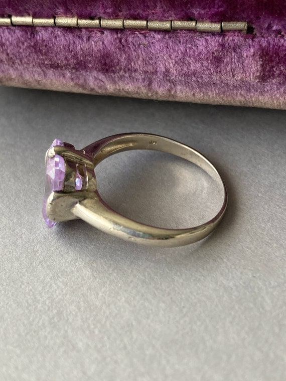 Vintage Sterling Silver Sparkly Lilac Solitaire R… - image 8