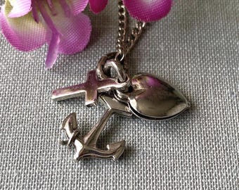 Vintage Sterling Silver Pendant Charm Necklace – Anchor, Heart, Cross Pendants