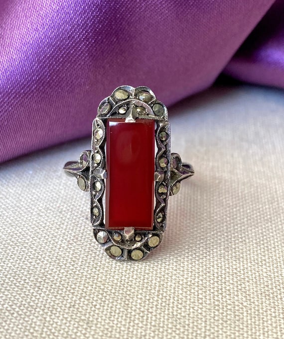 Vintage Sterling Silver Art Deco Marcasite Ring - Etsy