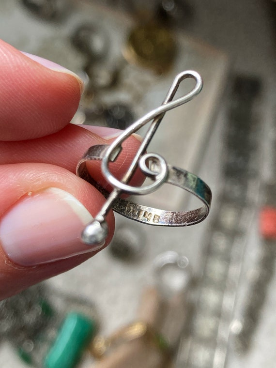 Vintage Treble Clef Music Note Handmade Sterling … - image 5