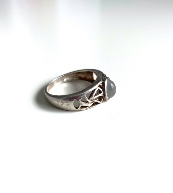 Vintage Moonstone Sterling Silver Ring - Abstract… - image 4