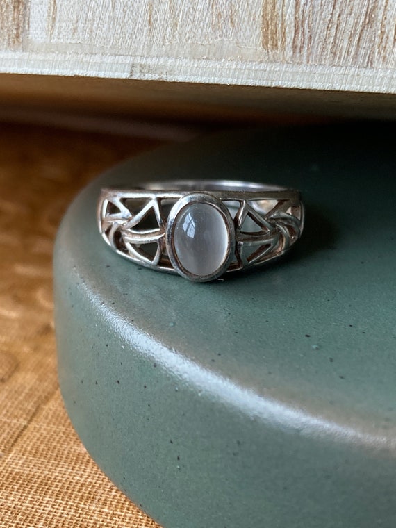Vintage Moonstone Sterling Silver Ring - Abstract… - image 10