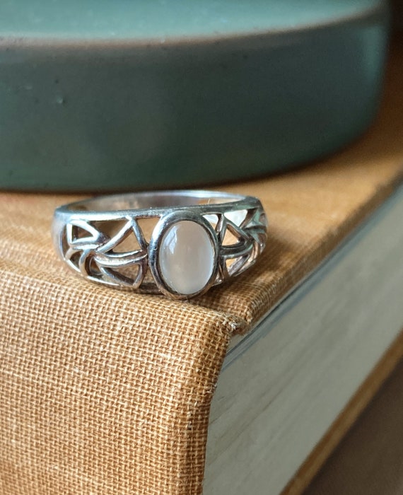 Vintage Moonstone Sterling Silver Ring - Abstract… - image 2