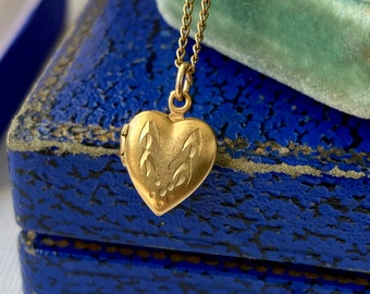 Tiny Vintage Gold Filled Heart Locket Pendant Necklace - Read Item Details