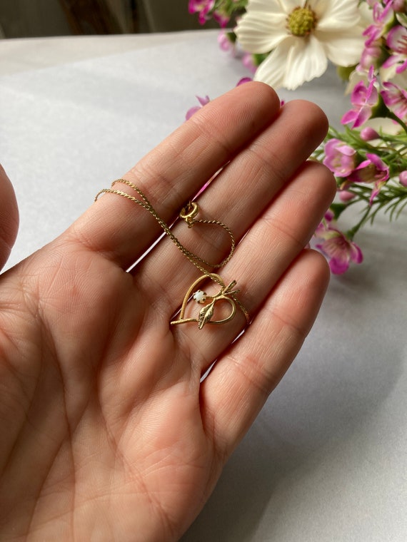 Vintage Opal Heart Gold Filled Pendant Necklace - image 5
