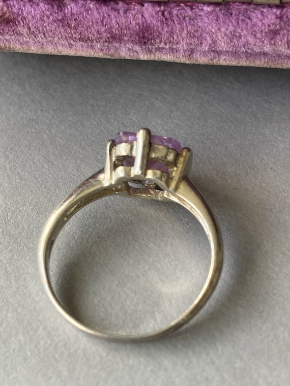 Vintage Sterling Silver Sparkly Lilac Solitaire R… - image 6