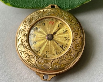 Antique Victorian Gold Filled Engine Turned Engraved Watch with Iridescent Hands - Non Working - For Collector or Repair - Read Description