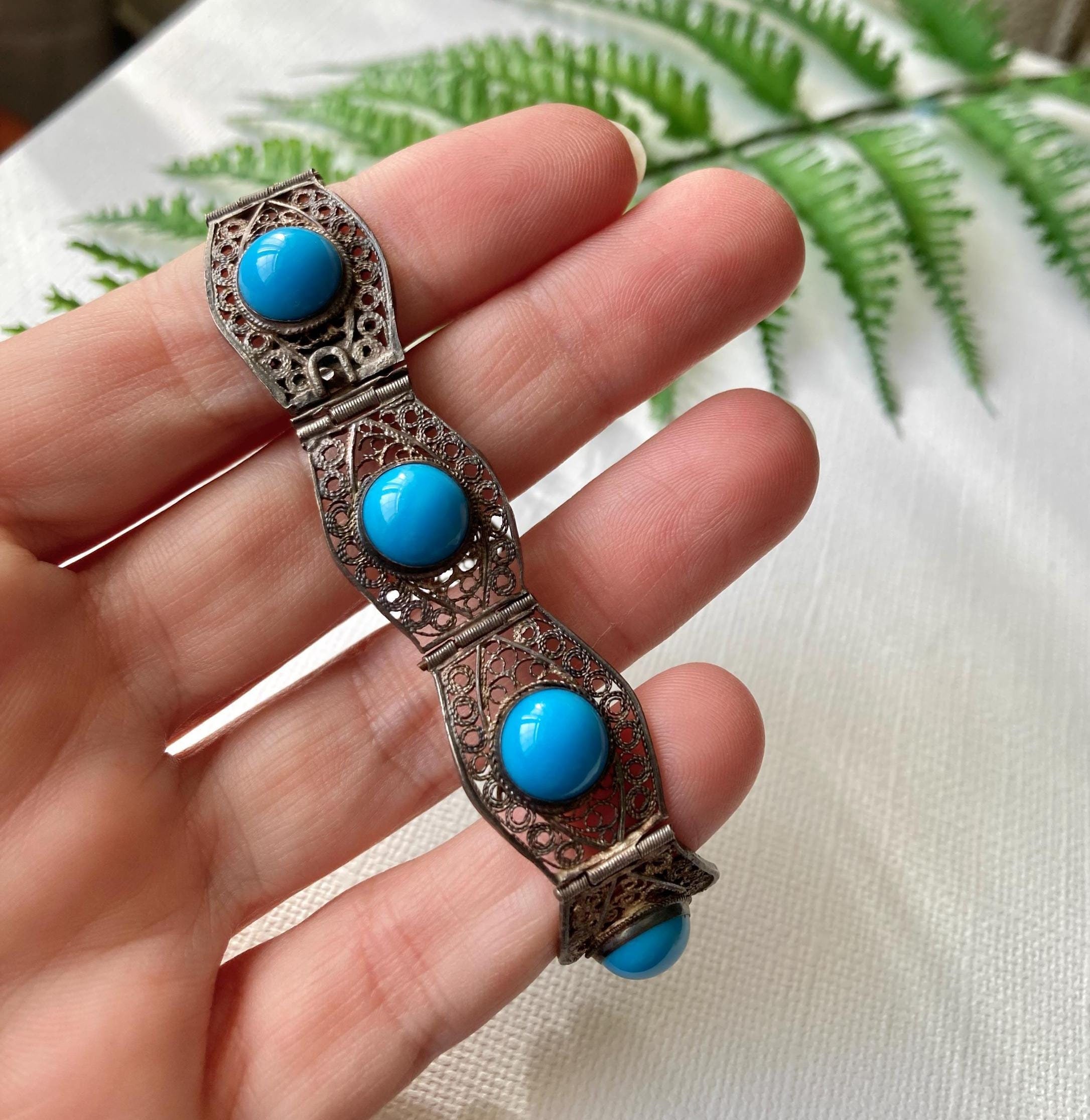 Chunky Dunky Vintage Native American Navajo Lopez Turquoise Sterling Silver Bracelet Old Chunky Dunky Vintage Native American Navajo Lopez Turquoise Sterling Silver Bracelet Old