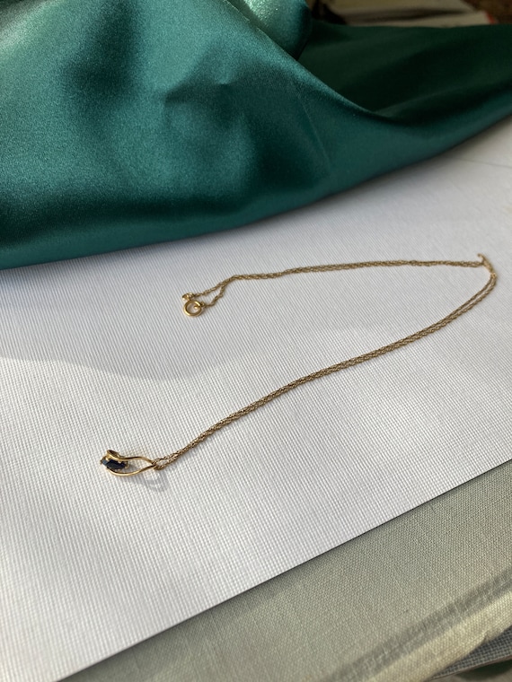 Vintage Sapphire Pendant 14K Gold Filled Necklace… - image 7