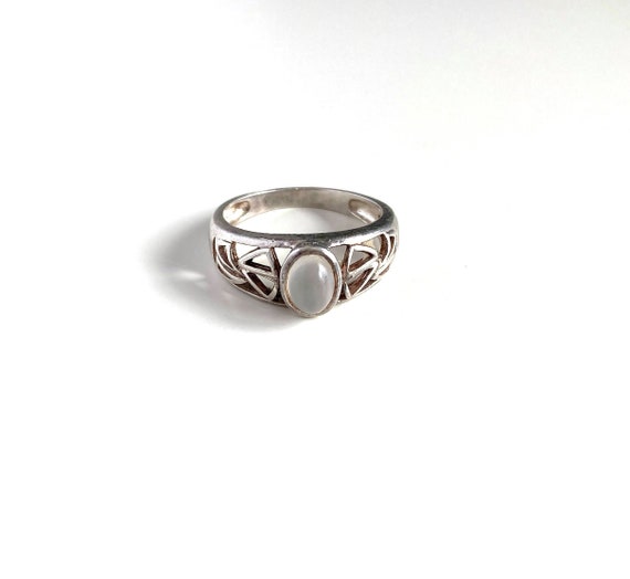 Vintage Moonstone Sterling Silver Ring - Abstract… - image 3