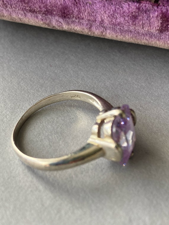 Vintage Sterling Silver Sparkly Lilac Solitaire R… - image 7