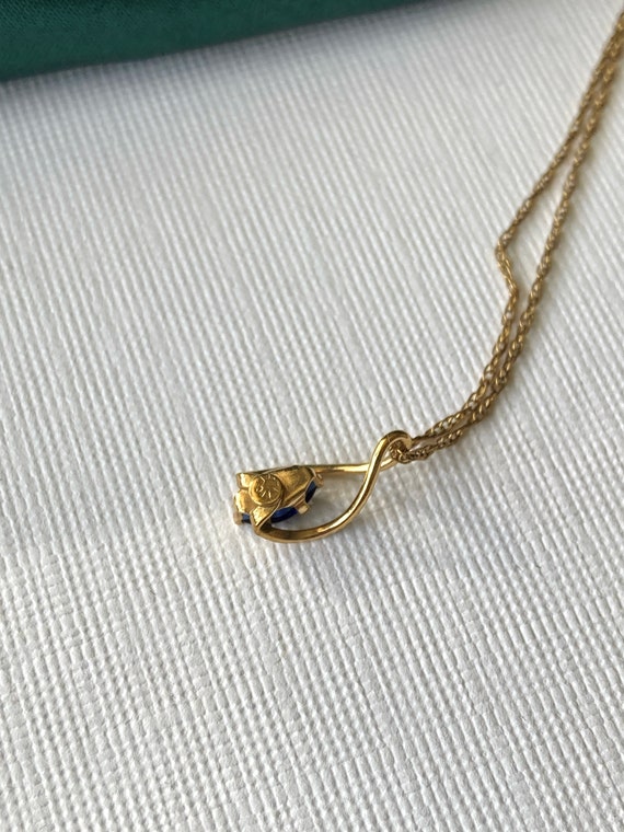 Vintage Sapphire Pendant 14K Gold Filled Necklace… - image 5