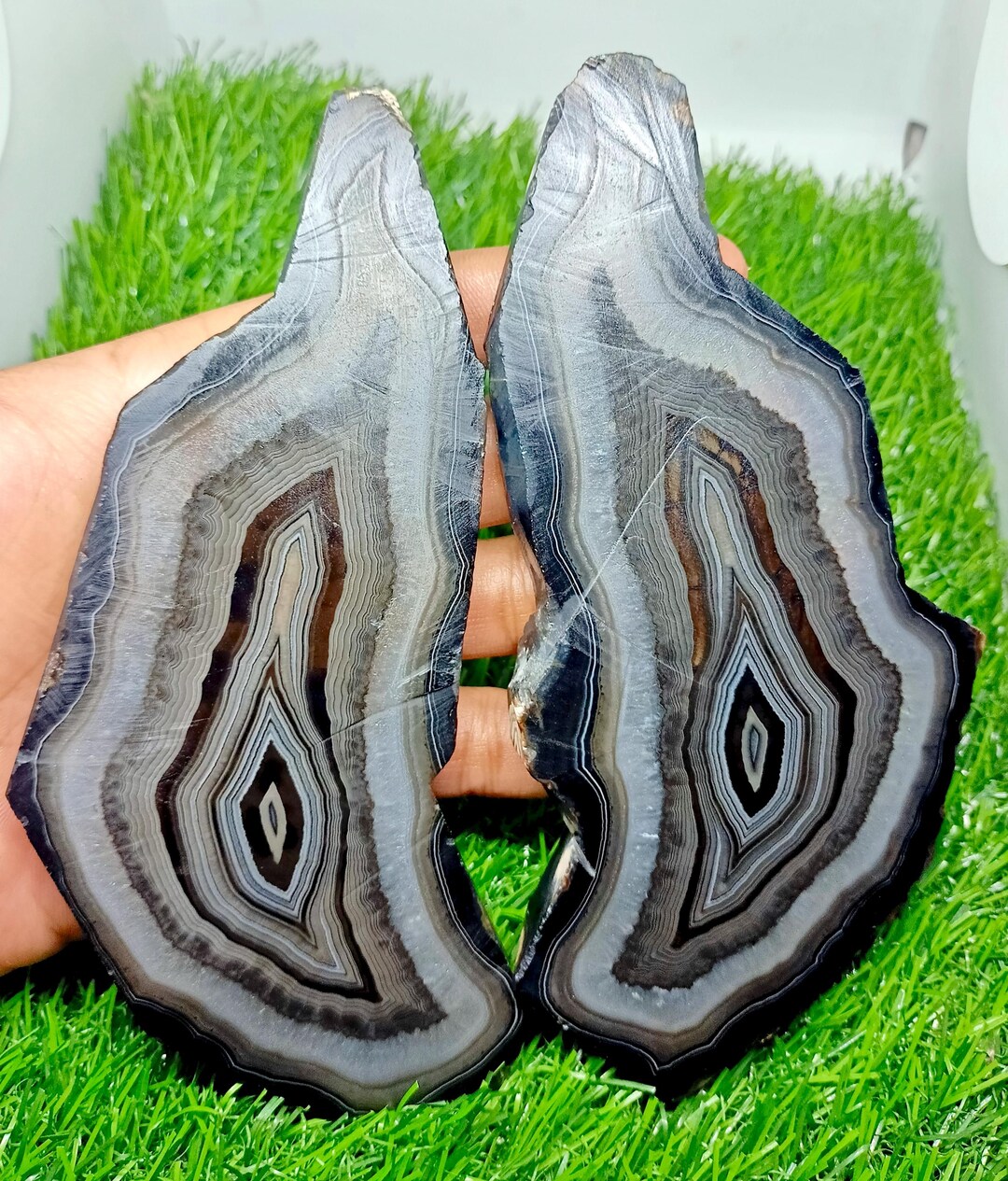 Black Banded Onyx Rough Slice Pair, Unpolished Gemstone - Etsy