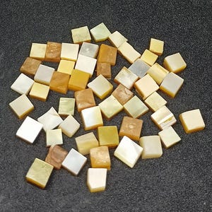 50 Pieces Natural White Mother Of Pearl Shell Square Slab - 4-6 mm MOP Inlay Blanks. shell, Polished. For Guitar Inlay