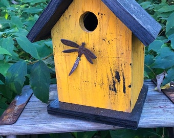 Primitive Birdhouse Rusty Dragonfly