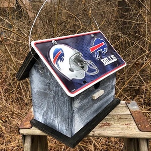 Buffalo Bills NFL License Plate Football Birdhouse Grey Fully Functional image 2