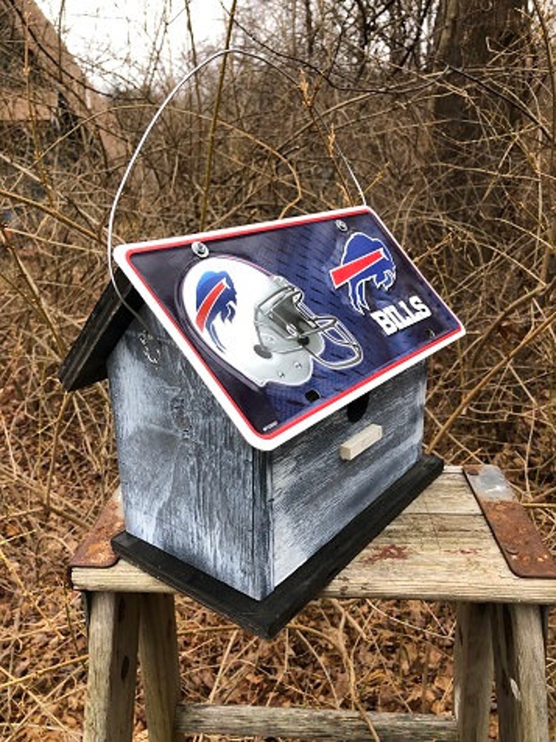 Buffalo Bills NFL License Plate Football Birdhouse Grey Fully Functional image 2