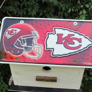 LAST ONE Super Bowl Champs Kansas City Chiefs Vanity Plate Football Birdhouse Outdoor Birdhouse Handmade Bird House
