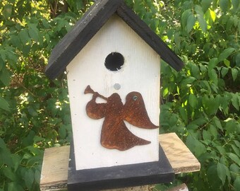 Primitive Birdhouse Rusty Metal Angel Cutout