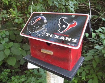 Houston Texans Vanity License Plate  Football Birdhouse Fully Functional Birdhouse Handmade