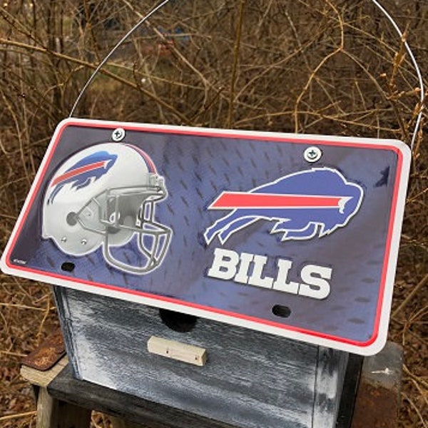 Buffalo Bills NFL License Plate Football Birdhouse Grey Fully Functional